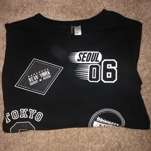 Black *White Printed Symbols* Sweater